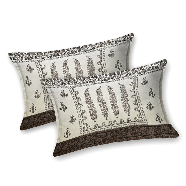 Bella Casa Fashion & Retail Ltd BEDSHEET 108 X 108 Inch / Brown & Multi / 100 % Premium Cotton Super King Size Double Bedsheet Set Premium Cotton with 2 Pillow Covers Digital Printed Brown & Multi Coloured - Celestia Designer Collection