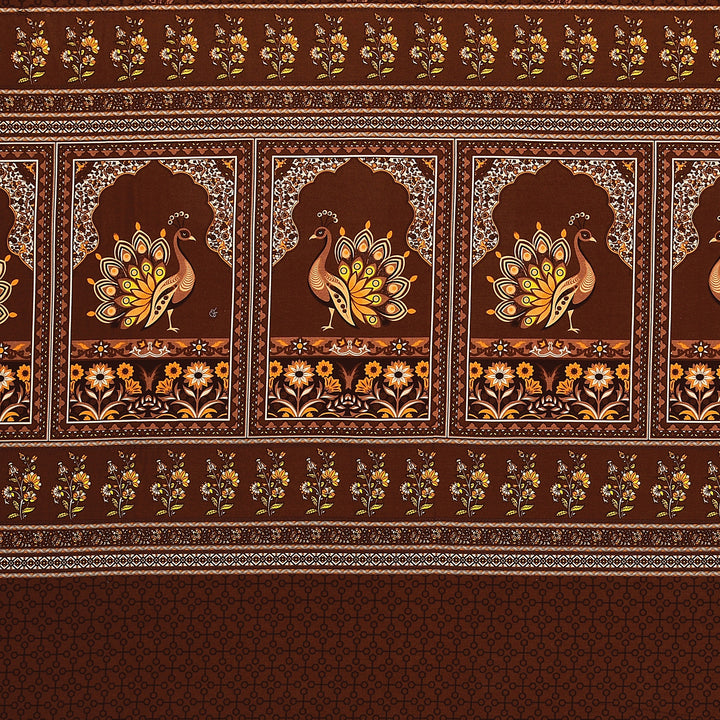 Bella Casa Fashion & Retail Ltd BEDSHEET 108 X 108 Inch / Brown & Multi / 100 % Premium Cotton Super King Size Double Bedsheet Set Premium Cotton with 2 Pillow Covers Digital Printed Brown & Multi Coloured - Celestia Designer Collection