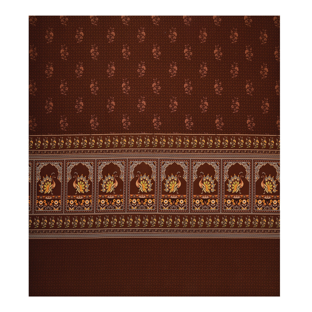 Bella Casa Fashion & Retail Ltd BEDSHEET 108 X 108 Inch / Brown & Multi / 100 % Premium Cotton Super King Size Double Bedsheet Set Premium Cotton with 2 Pillow Covers Digital Printed Brown & Multi Coloured - Celestia Designer Collection