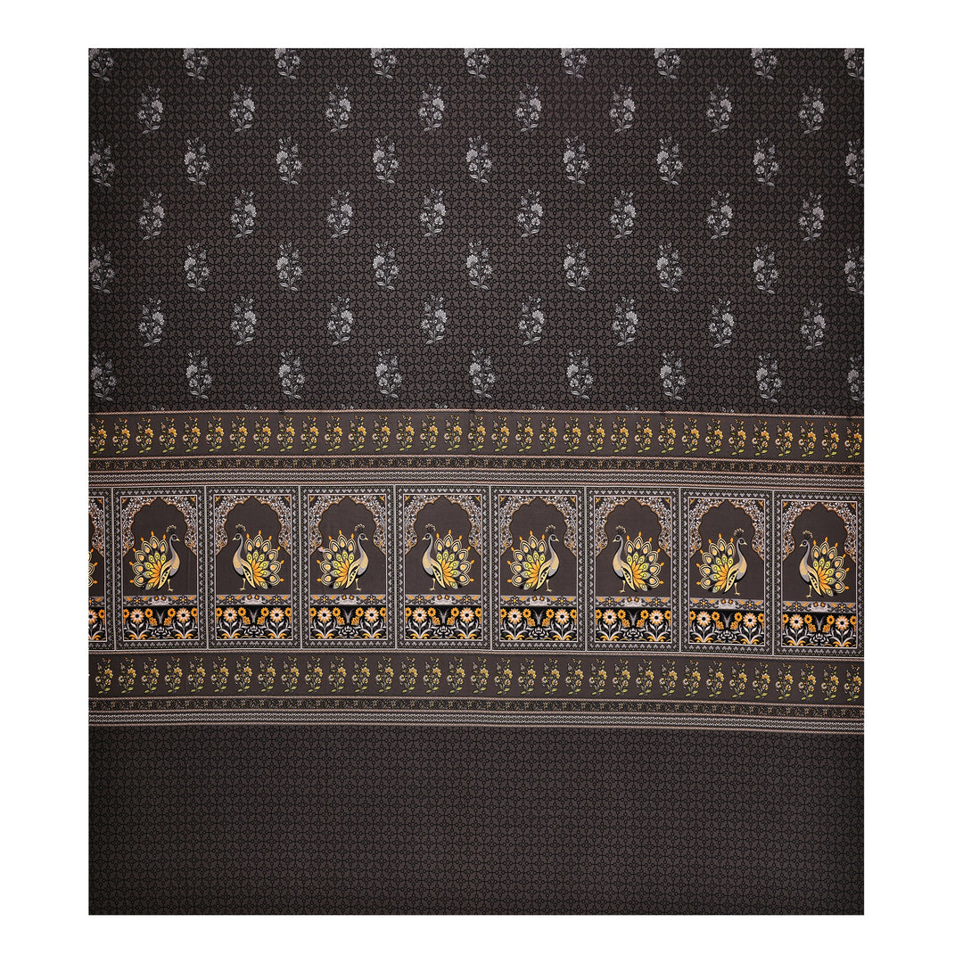 Bella Casa Fashion & Retail Ltd BEDSHEET 108 X 108 Inch / Brown & Multi / 100 % Premium Cotton Super King Size Double Bedsheet Set Premium Cotton with 2 Pillow Covers Digital Printed Brown & Multi Coloured - Celestia Designer Collection