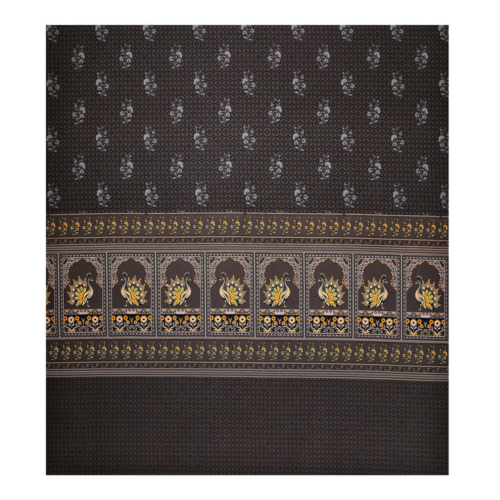 Bella Casa Fashion & Retail Ltd BEDSHEET 108 X 108 Inch / Brown & Multi / 100 % Premium Cotton Super King Size Double Bedsheet Set Premium Cotton with 2 Pillow Covers Digital Printed Brown & Multi Coloured - Celestia Designer Collection