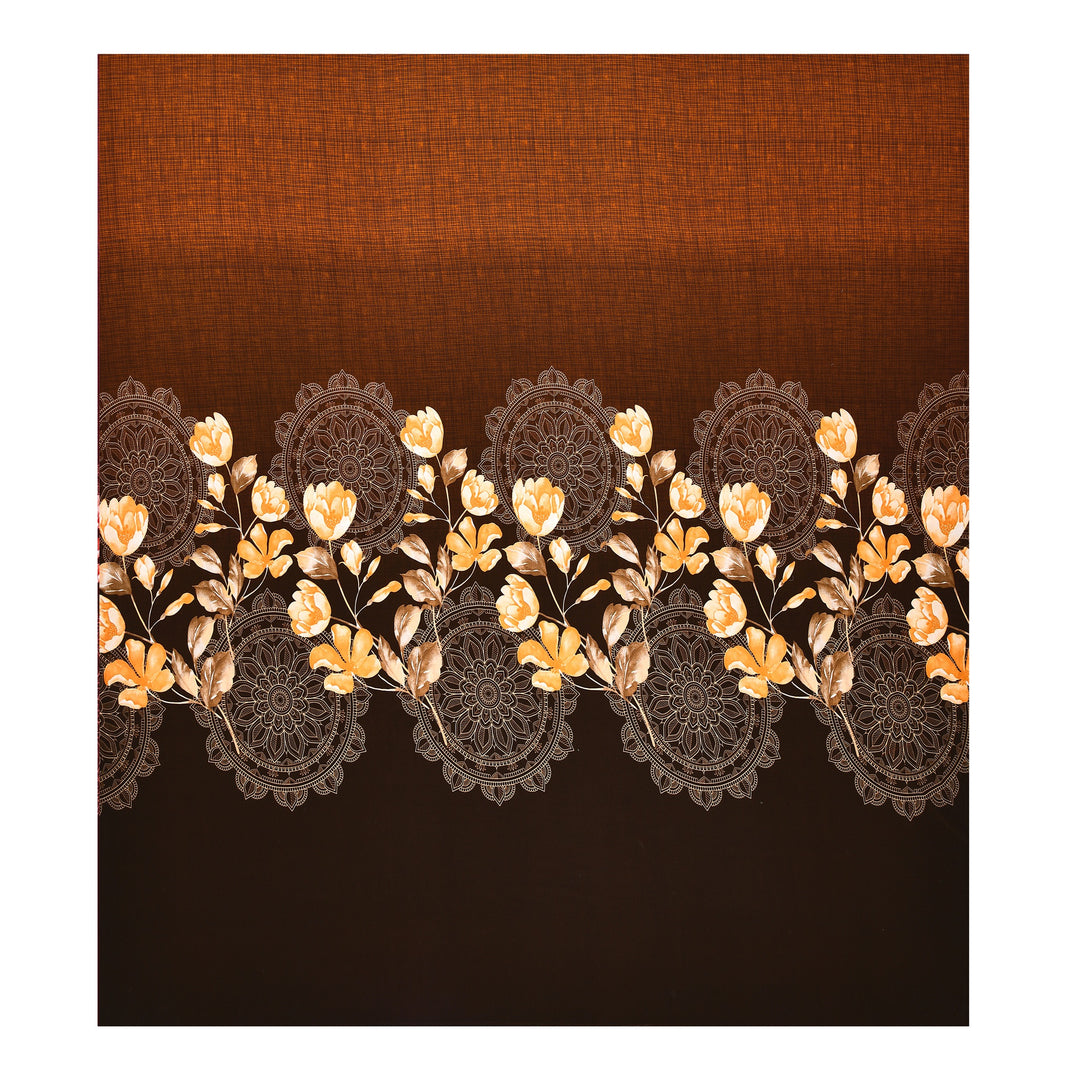 Bella Casa Fashion & Retail Ltd BEDSHEET 108 X 108 Inch / Brown & Multi / 100 % Premium Cotton Super King Size Double Bedsheet Set Premium Cotton with 2 Pillow Covers Digital Printed Brown & Multi Coloured - Celestia Designer Collection