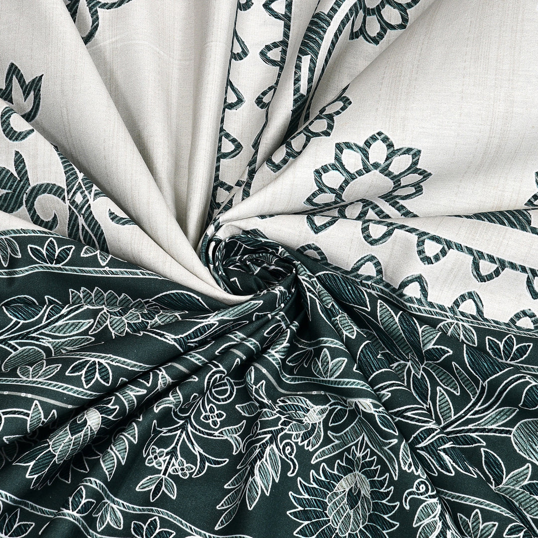 Bella Casa Fashion & Retail Ltd BEDSHEET 108 X 108 Inch / Green / 100 % Premium Cotton Super King Size Double Bedsheet Set Premium Cotton with 2 Pillow Covers Digital Printed Green Coloured - Celestia Designer Collection