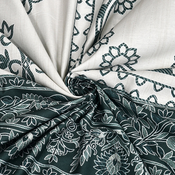 Bella Casa Fashion & Retail Ltd BEDSHEET 108 X 108 Inch / Green / 100 % Premium Cotton Super King Size Double Bedsheet Set Premium Cotton with 2 Pillow Covers Digital Printed Green Coloured - Celestia Designer Collection