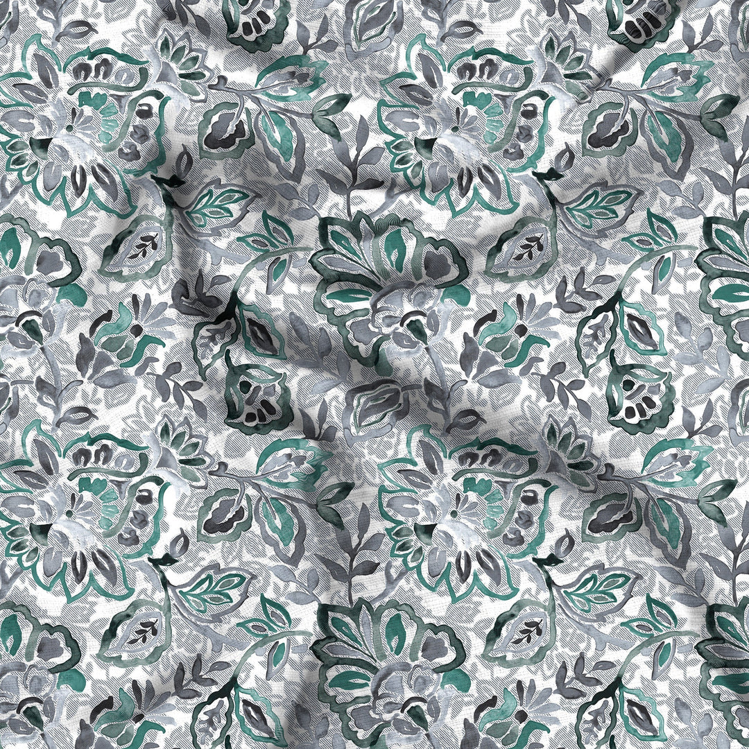 Bella Casa Fashion & Retail Ltd  BEDSHEET 108 X 108 Inch / Green / Cotton Double Bedsheet Set Cotton Super King Size with 2 Pillow Covers Floral Design Green Colour - Paris Collection
