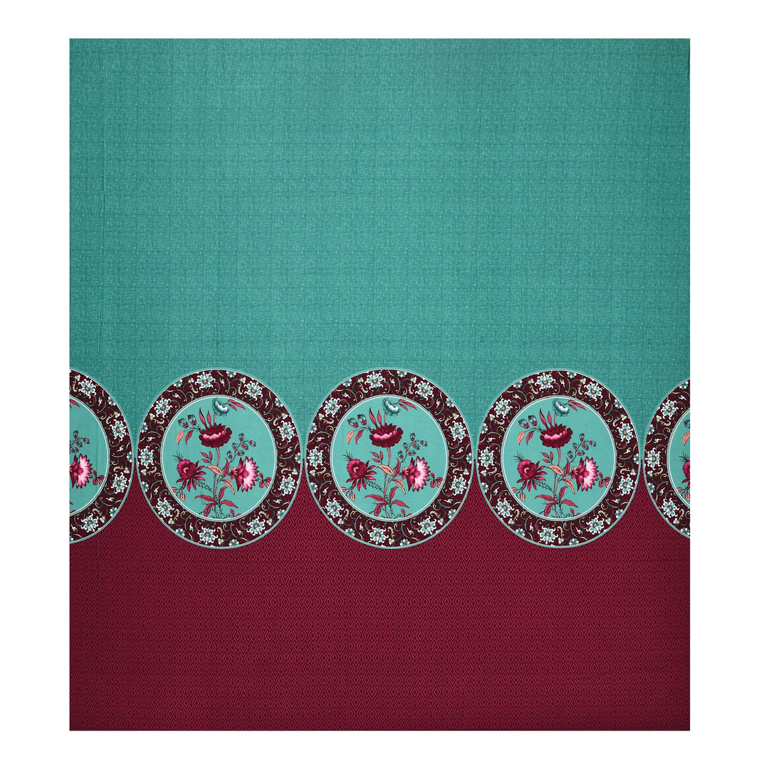 Bella Casa Fashion & Retail Ltd BEDSHEET 108 X 108 Inch / Green & Maroon / 100 % Premium Cotton Super King Size Double Bedsheet Set Premium Cotton with 2 Pillow Covers Digital Printed Green & Maroon Coloured - Celestia Designer Collection