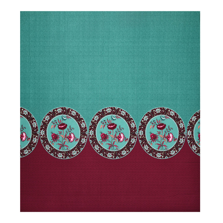 Bella Casa Fashion & Retail Ltd BEDSHEET 108 X 108 Inch / Green & Maroon / 100 % Premium Cotton Super King Size Double Bedsheet Set Premium Cotton with 2 Pillow Covers Digital Printed Green & Maroon Coloured - Celestia Designer Collection
