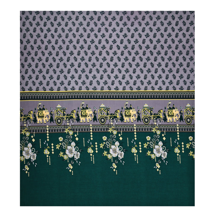 Bella Casa Fashion & Retail Ltd BEDSHEET 108 X 108 Inch / Green & Multi / 100 % Premium Cotton Super King Size Double Bedsheet Set Premium Cotton with 2 Pillow Covers Digital Printed Green & Multi Coloured - Celestia Designer Collection