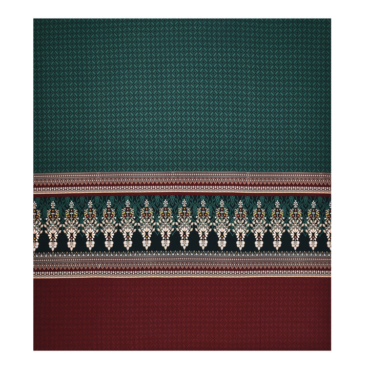 Bella Casa Fashion & Retail Ltd BEDSHEET 108 X 108 Inch / Green & Red / 100 % Premium Cotton Super King Size Double Bedsheet Set Premium Cotton with 2 Pillow Covers Digital Printed Green & Red Coloured - Celestia Designer Collection
