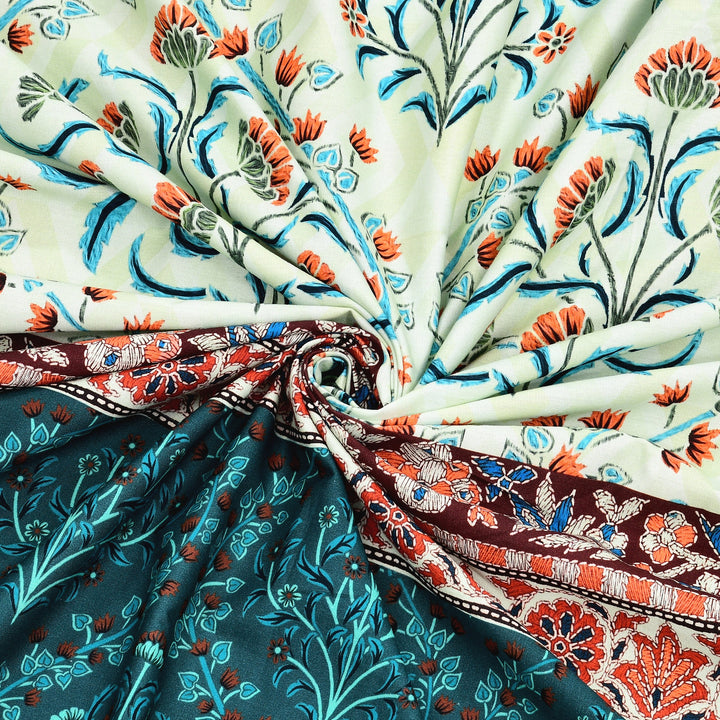 Bella Casa Fashion & Retail Ltd BEDSHEET 108 X 108 Inch / Green & Red / 100 % Premium Cotton Super King Size Double Bedsheet Set Premium Cotton with 2 Pillow Covers Digital Printed Green & Red Coloured - Celestia Designer Collection