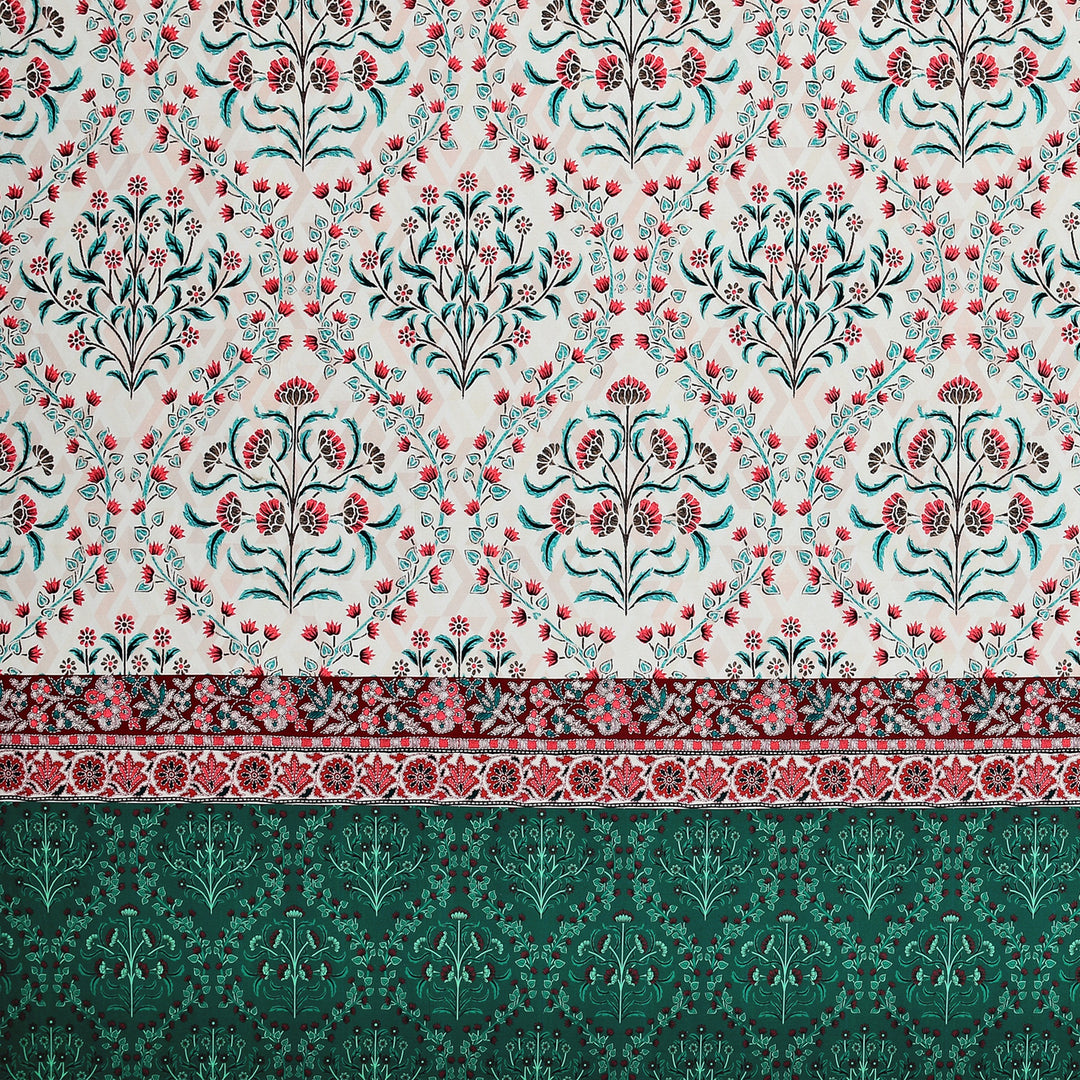 Bella Casa Fashion & Retail Ltd BEDSHEET 108 X 108 Inch / Green & Red / 100 % Premium Cotton Super King Size Double Bedsheet Set Premium Cotton with 2 Pillow Covers Digital Printed Green & Red Coloured - Celestia Designer Collection