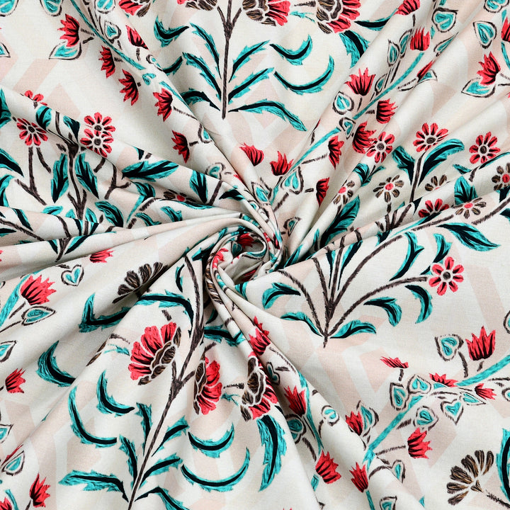 Bella Casa Fashion & Retail Ltd BEDSHEET 108 X 108 Inch / Green & Red / 100 % Premium Cotton Super King Size Double Bedsheet Set Premium Cotton with 2 Pillow Covers Digital Printed Green & Red Coloured - Celestia Designer Collection