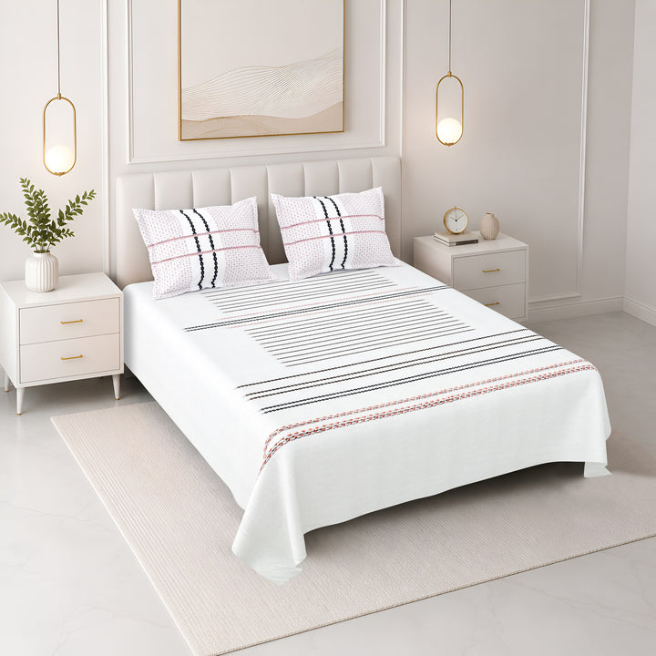 Bella Casa Fashion & Retail Ltd BEDSHEET 108 X 108 Inch / Grey & Multi / 100 % Premium Cotton Super King Size Double Bedsheet Set Premium Cotton with 2 Pillow Covers Digital Printed Grey & Multi Coloured - Celestia Designer Collection