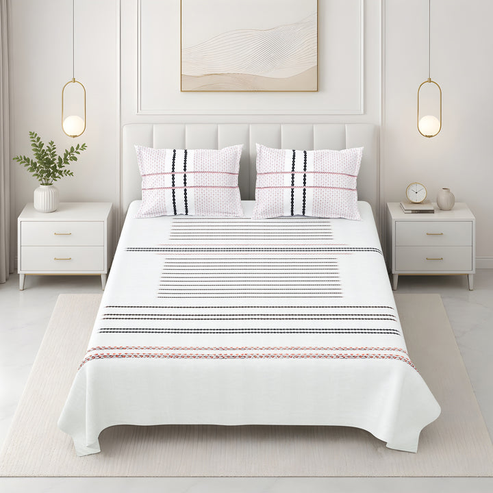 Bella Casa Fashion & Retail Ltd BEDSHEET 108 X 108 Inch / Grey & Multi / 100 % Premium Cotton Super King Size Double Bedsheet Set Premium Cotton with 2 Pillow Covers Digital Printed Grey & Multi Coloured - Celestia Designer Collection