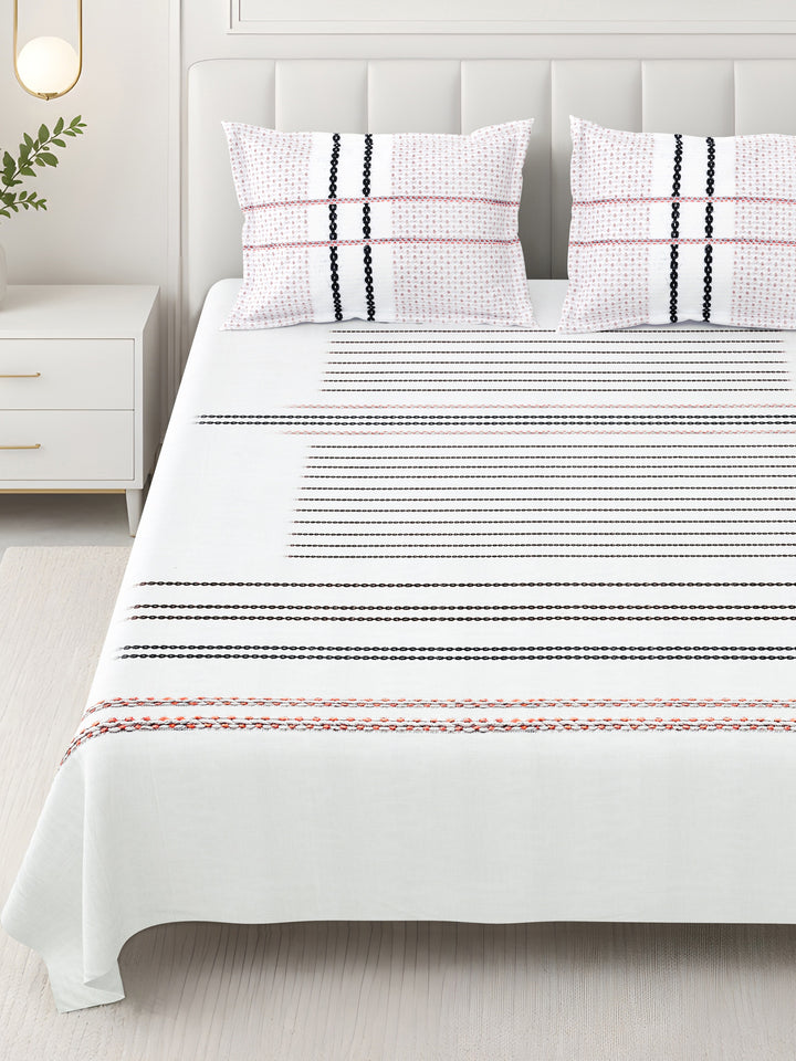 Bella Casa Fashion & Retail Ltd BEDSHEET 108 X 108 Inch / Grey & Multi / 100 % Premium Cotton Super King Size Double Bedsheet Set Premium Cotton with 2 Pillow Covers Digital Printed Grey & Multi Coloured - Celestia Designer Collection