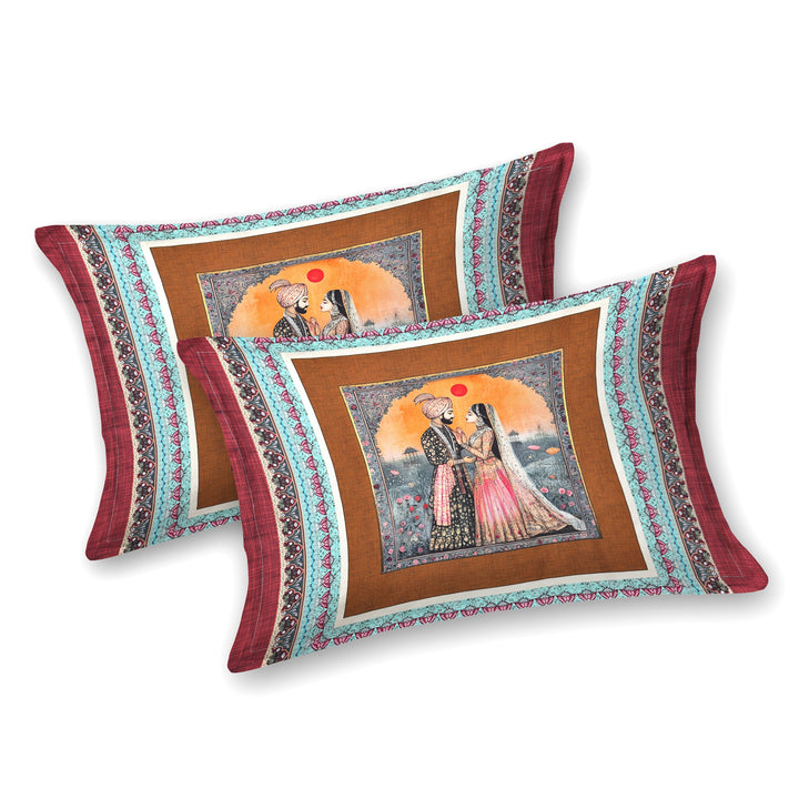 Bella Casa Fashion & Retail Ltd BEDSHEET 108 X 108 Inch / Multi / 100 % Premium Cotton Super King Size Double Bedsheet Set Premium Cotton with 2 Pillow Covers Digital Printed Multi Coloured - Celestia Designer Collection