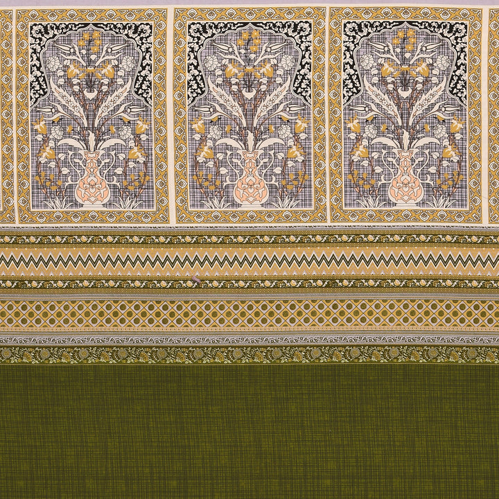 Bella Casa Fashion & Retail Ltd BEDSHEET 108 X 108 Inch / Multi & Brown / 100 % Premium Cotton Super King Size Double Bedsheet Set Premium Cotton with 2 Pillow Covers Digital Printed Multi & Brown Coloured - Celestia Designer Collection