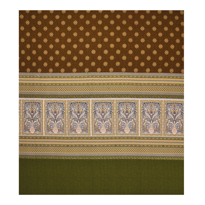 Bella Casa Fashion & Retail Ltd BEDSHEET 108 X 108 Inch / Multi & Brown / 100 % Premium Cotton Super King Size Double Bedsheet Set Premium Cotton with 2 Pillow Covers Digital Printed Multi & Brown Coloured - Celestia Designer Collection