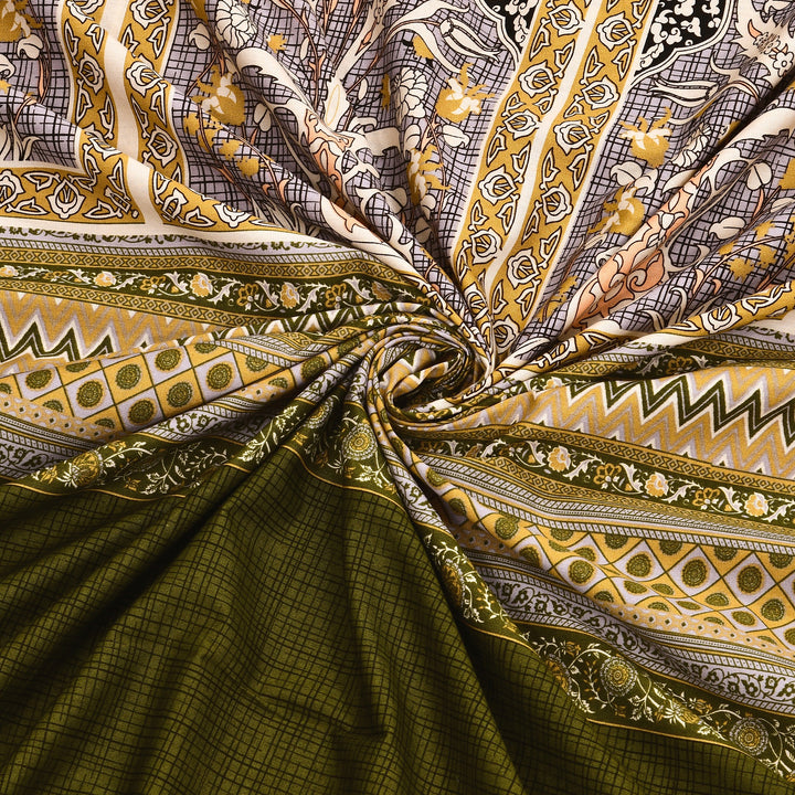 Bella Casa Fashion & Retail Ltd BEDSHEET 108 X 108 Inch / Multi & Brown / 100 % Premium Cotton Super King Size Double Bedsheet Set Premium Cotton with 2 Pillow Covers Digital Printed Multi & Brown Coloured - Celestia Designer Collection