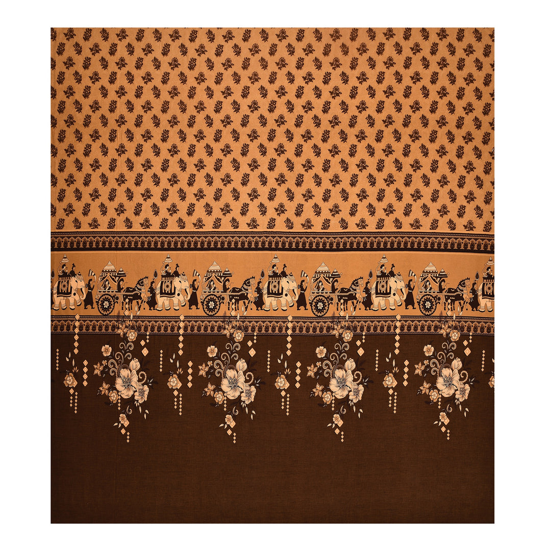Bella Casa Fashion & Retail Ltd BEDSHEET 108 X 108 Inch / Orange & Maroon / 100 % Premium Cotton Super King Size Double Bedsheet Set Premium Cotton with 2 Pillow Covers Digital Printed Orange & Maroon Coloured - Celestia Designer Collection