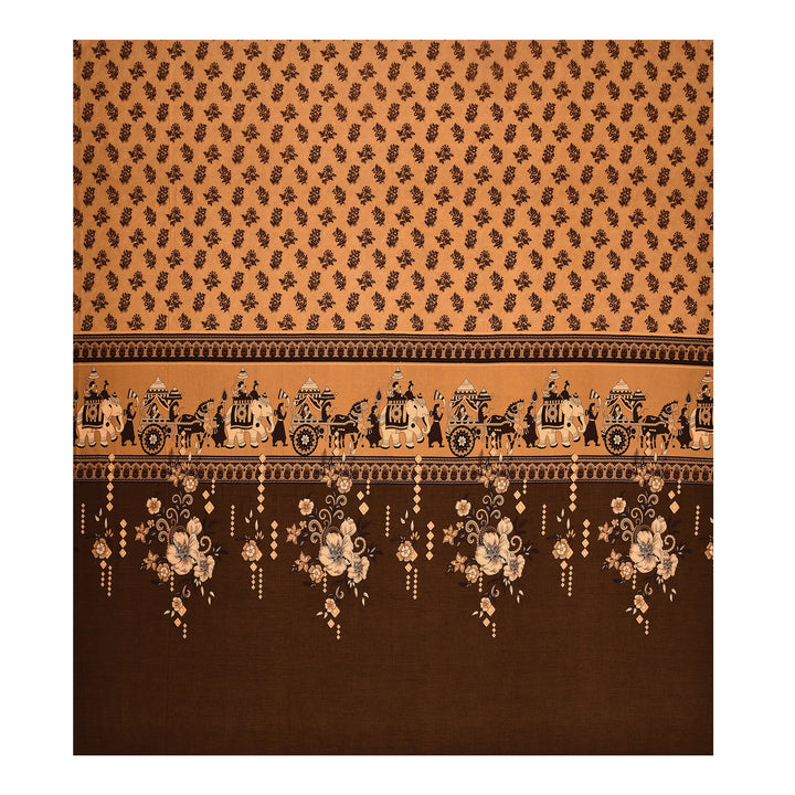 Bella Casa Fashion & Retail Ltd BEDSHEET 108 X 108 Inch / Orange & Maroon / 100 % Premium Cotton Super King Size Double Bedsheet Set Premium Cotton with 2 Pillow Covers Digital Printed Orange & Maroon Coloured - Celestia Designer Collection