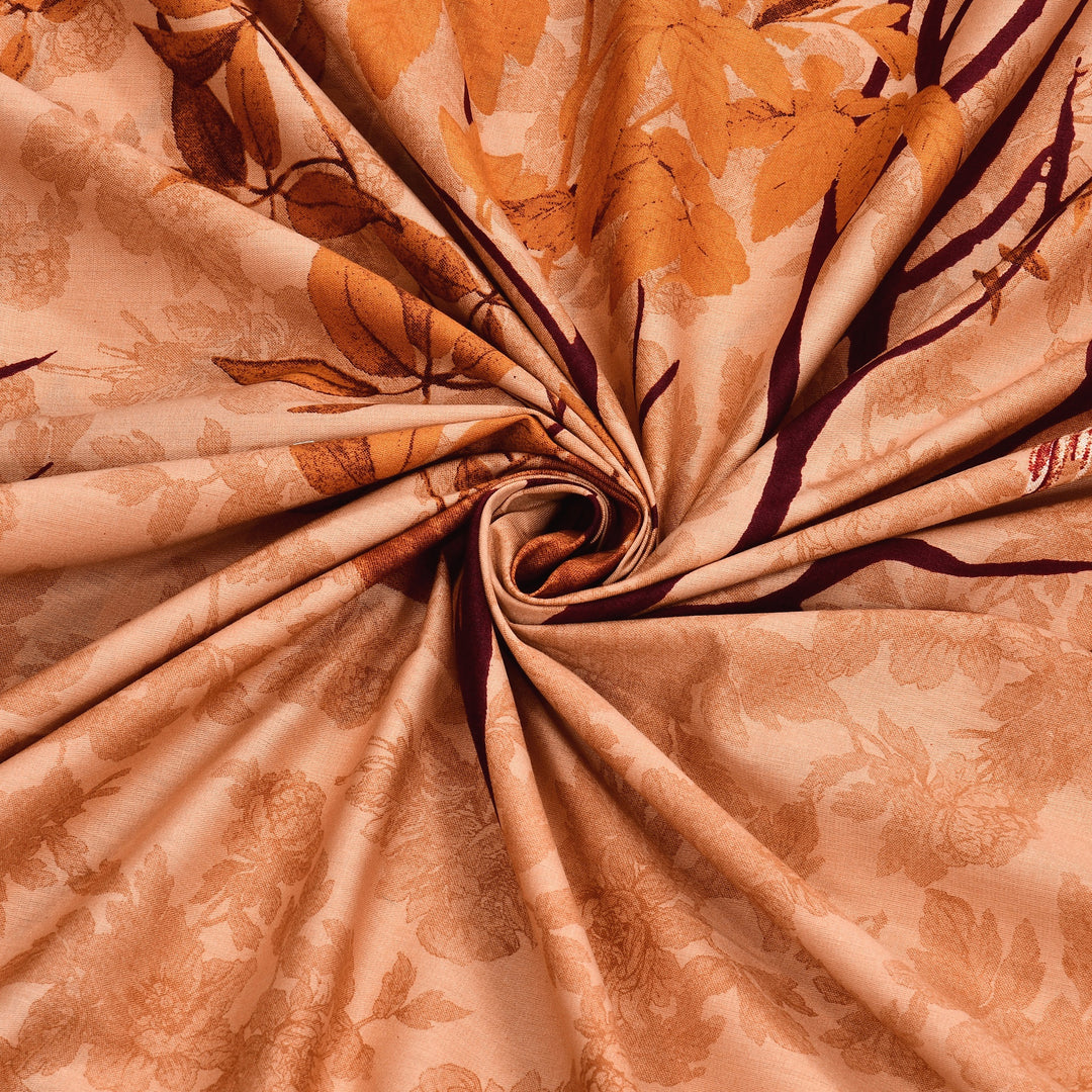 Bella Casa Fashion & Retail Ltd BEDSHEET 108 X 108 Inch / Orange & Multi / 100 % Premium Cotton Super King Size Double Bedsheet Set Premium Cotton with 2 Pillow Covers Digital Printed Orange & Multi Coloured - Celestia Designer Collection
