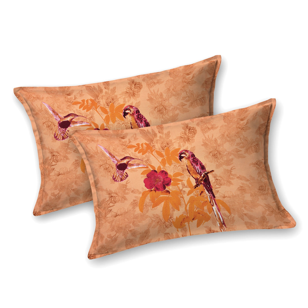 Bella Casa Fashion & Retail Ltd BEDSHEET 108 X 108 Inch / Orange & Multi / 100 % Premium Cotton Super King Size Double Bedsheet Set Premium Cotton with 2 Pillow Covers Digital Printed Orange & Multi Coloured - Celestia Designer Collection