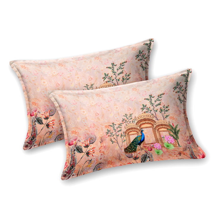 Bella Casa Fashion & Retail Ltd BEDSHEET 108 X 108 Inch / Orange & Multi / 100 % Premium Cotton Super King Size Double Bedsheet Set Premium Cotton with 2 Pillow Covers Digital Printed Orange & Multi Coloured - Celestia Designer Collection