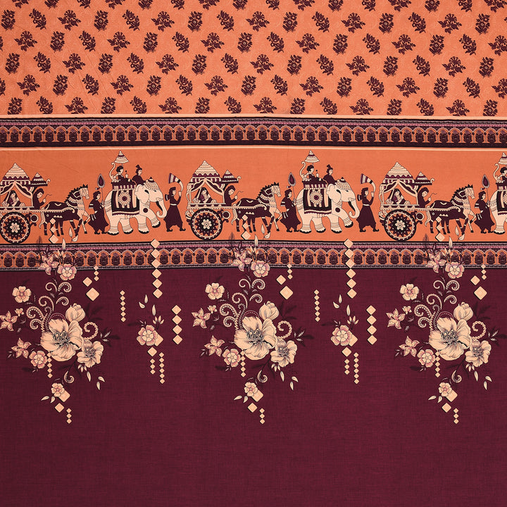 Bella Casa Fashion & Retail Ltd BEDSHEET 108 X 108 Inch / Orange & Red / 100 % Premium Cotton Super King Size Double Bedsheet Set Premium Cotton with 2 Pillow Covers Digital Printed Orange & Red Coloured - Celestia Designer Collection