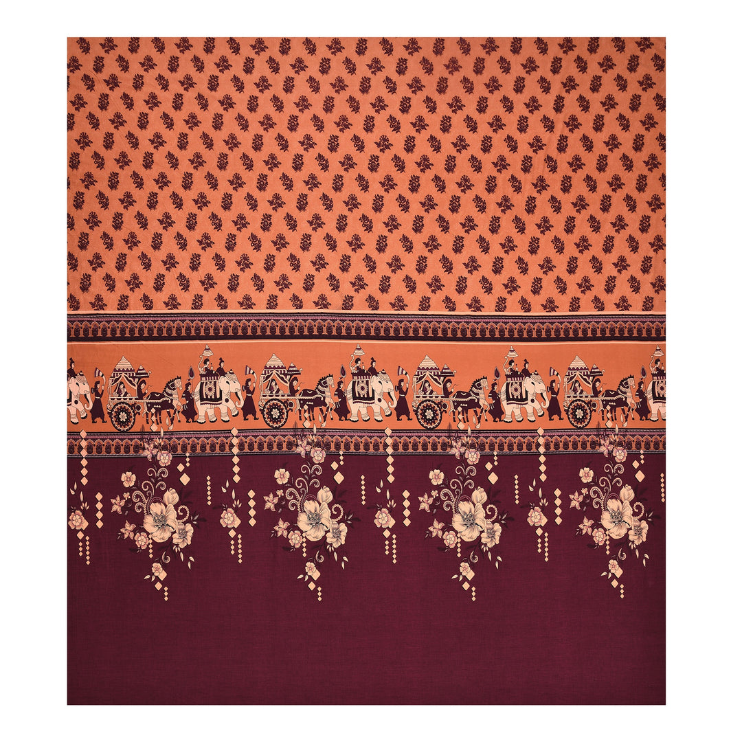 Bella Casa Fashion & Retail Ltd BEDSHEET 108 X 108 Inch / Orange & Red / 100 % Premium Cotton Super King Size Double Bedsheet Set Premium Cotton with 2 Pillow Covers Digital Printed Orange & Red Coloured - Celestia Designer Collection