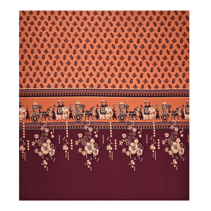 Bella Casa Fashion & Retail Ltd BEDSHEET 108 X 108 Inch / Orange & Red / 100 % Premium Cotton Super King Size Double Bedsheet Set Premium Cotton with 2 Pillow Covers Digital Printed Orange & Red Coloured - Celestia Designer Collection