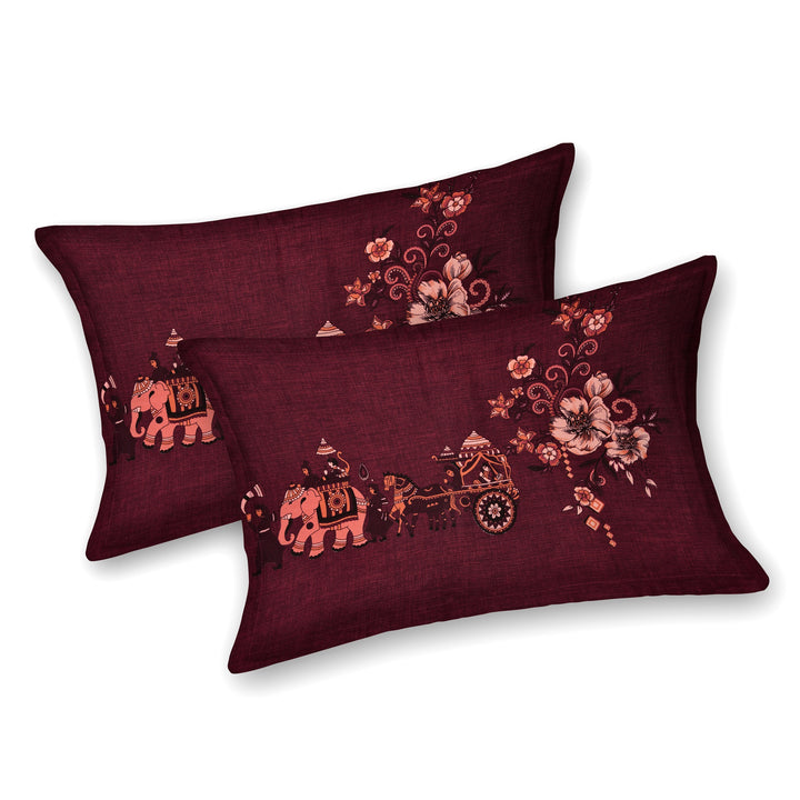 Bella Casa Fashion & Retail Ltd BEDSHEET 108 X 108 Inch / Orange & Red / 100 % Premium Cotton Super King Size Double Bedsheet Set Premium Cotton with 2 Pillow Covers Digital Printed Orange & Red Coloured - Celestia Designer Collection