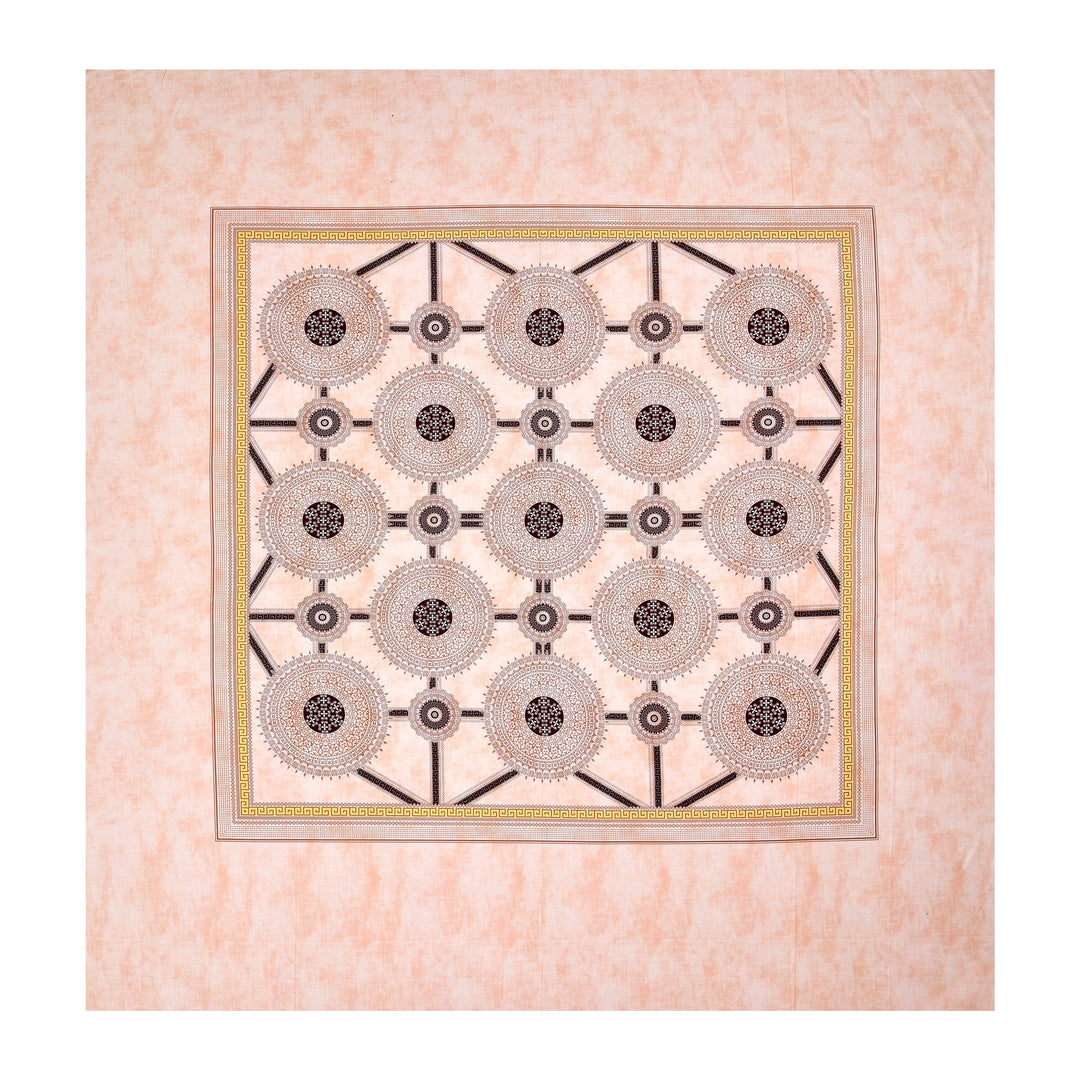 Bella Casa Fashion & Retail Ltd BEDSHEET 108 X 108 Inch / Peach & Maroon / 100 % Premium Cotton Super King Size Double Bedsheet Set Premium Cotton with 2 Pillow Covers Digital Printed Peach & Maroon Coloured - Celestia Designer Collection