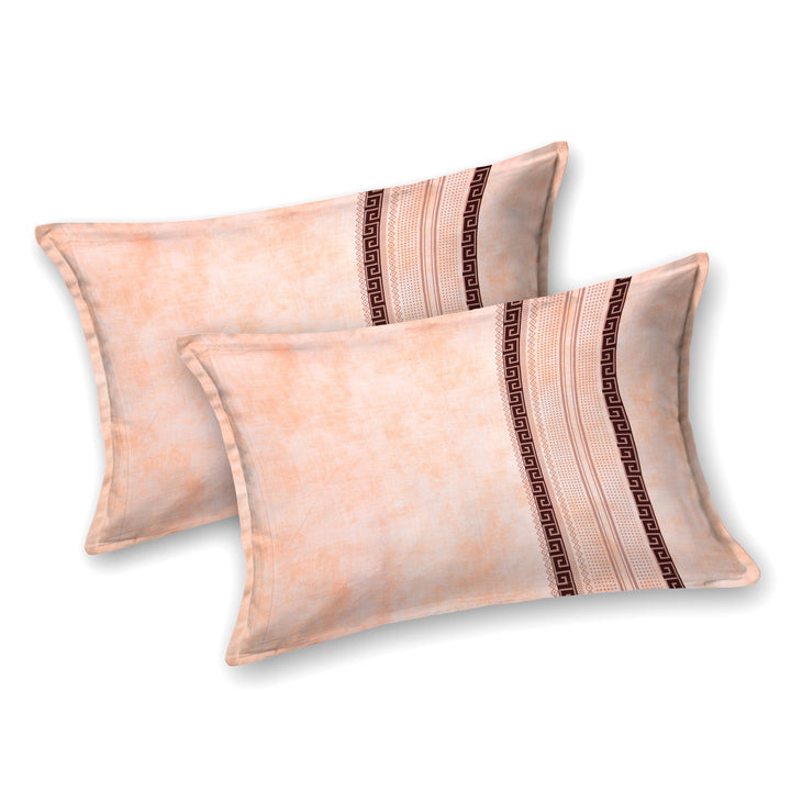Bella Casa Fashion & Retail Ltd BEDSHEET 108 X 108 Inch / Peach & Maroon / 100 % Premium Cotton Super King Size Double Bedsheet Set Premium Cotton with 2 Pillow Covers Digital Printed Peach & Maroon Coloured - Celestia Designer Collection
