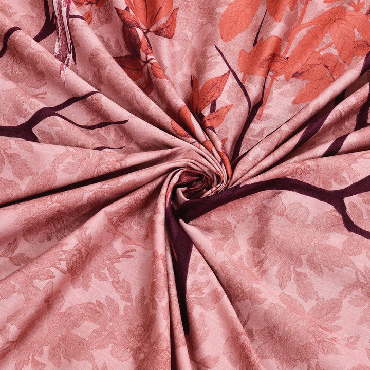 Bella Casa Fashion & Retail Ltd BEDSHEET 108 X 108 Inch / Peach & Multi / 100 % Premium Cotton Super King Size Double Bedsheet Set Premium Cotton with 2 Pillow Covers Digital Printed Peach & Multi Coloured - Celestia Designer Collection