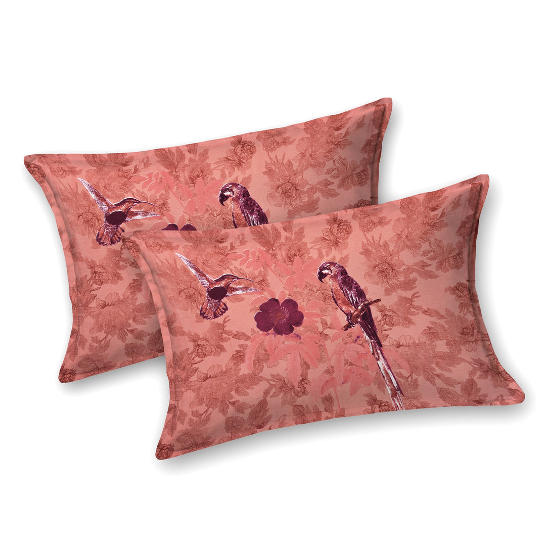 Bella Casa Fashion & Retail Ltd BEDSHEET 108 X 108 Inch / Peach & Multi / 100 % Premium Cotton Super King Size Double Bedsheet Set Premium Cotton with 2 Pillow Covers Digital Printed Peach & Multi Coloured - Celestia Designer Collection