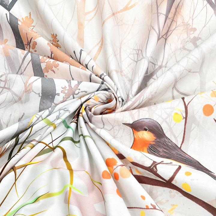 Bella Casa Fashion & Retail Ltd BEDSHEET 108 X 108 Inch / Peach & Multi / 100 % Premium Cotton Super King Size Double Bedsheet Set Premium Cotton with 2 Pillow Covers Digital Printed Peach & Multi Coloured - Celestia Designer Collection