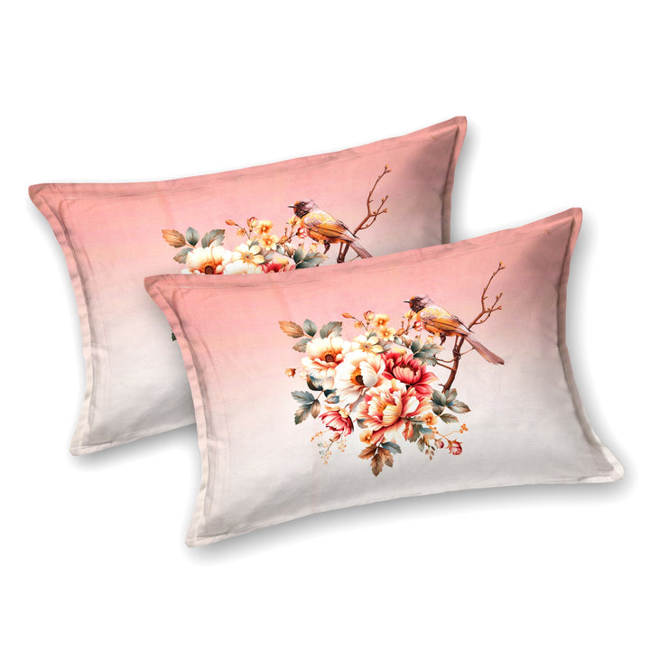 Bella Casa Fashion & Retail Ltd BEDSHEET 108 X 108 Inch / Peach & Multi / 100 % Premium Cotton Super King Size Double Bedsheet Set Premium Cotton with 2 Pillow Covers Digital Printed Peach & Multi Coloured - Celestia Designer Collection