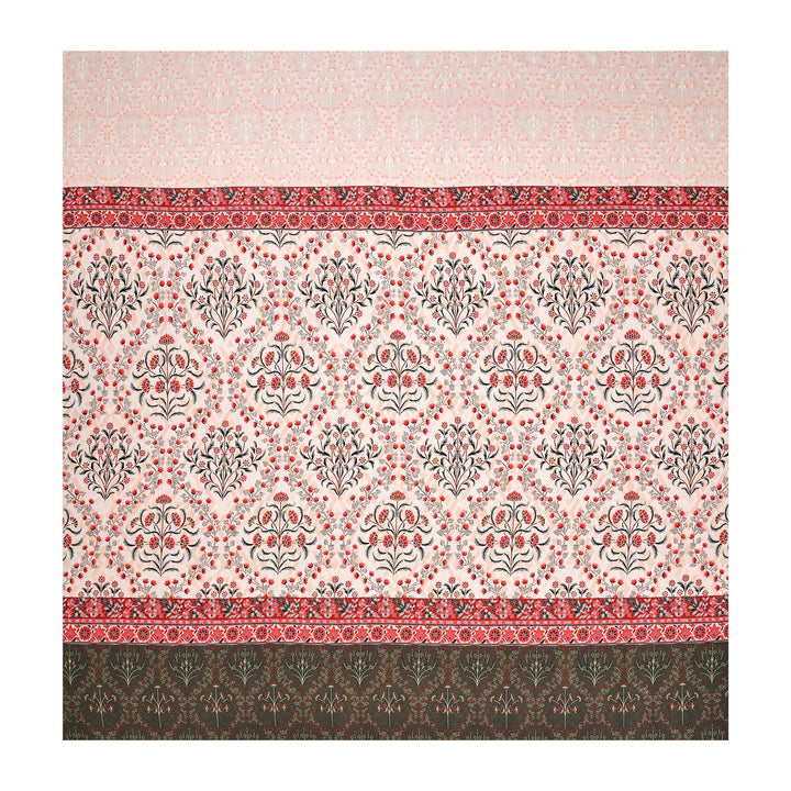 Bella Casa Fashion & Retail Ltd BEDSHEET 108 X 108 Inch / Peach & Red / 100 % Premium Cotton Super King Size Double Bedsheet Set Premium Cotton with 2 Pillow Covers Digital Printed Peach & Red Coloured - Celestia Designer Collection