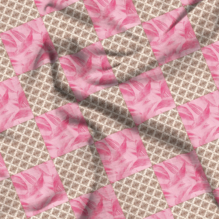 Bella Casa Fashion & Retail Ltd BEDSHEET 108 X 108 Inch / Pink / Cotton Double Bedsheet Set Cotton Super King Size with 2 Pillow Covers Abstract Design Pink Colour - Paris Collection