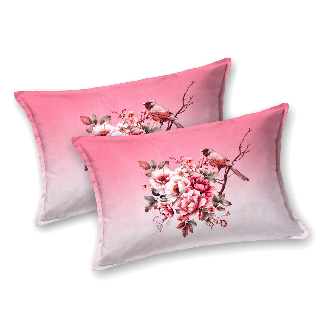 Bella Casa Fashion & Retail Ltd BEDSHEET 108 X 108 Inch / Pink & Multi / 100 % Premium Cotton Super King Size Double Bedsheet Set Premium Cotton with 2 Pillow Covers Digital Printed Pink & Multi Coloured - Celestia Designer Collection