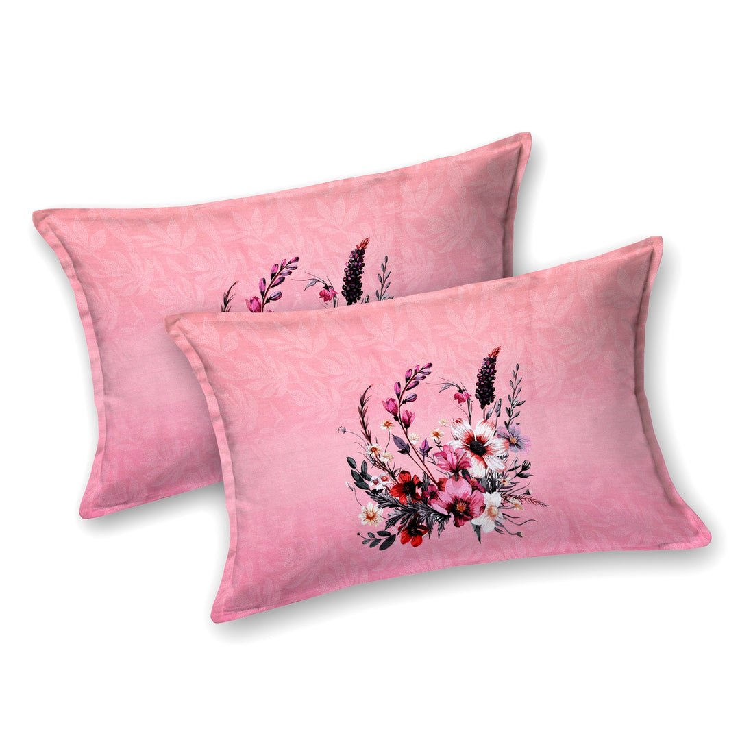Bella Casa Fashion & Retail Ltd BEDSHEET 108 X 108 Inch / Pink & Multi / 100 % Premium Cotton Super King Size Double Bedsheet Set Premium Cotton with 2 Pillow Covers Digital Printed Pink & Multi Coloured - Celestia Designer Collection