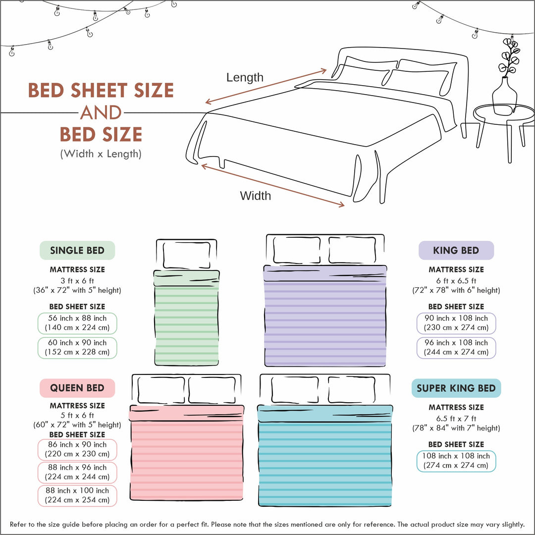 Bella Casa Fashion & Retail Ltd  BEDSHEET 108 X 108 Inch / Purple / 100 % Luxury Cotton Double Premium Bedsheet Set 100 % Luxury Cotton Super King Size with 2 Pillow Covers Floral Ethnic Design Purple Colour - Rajputana Designer Collection