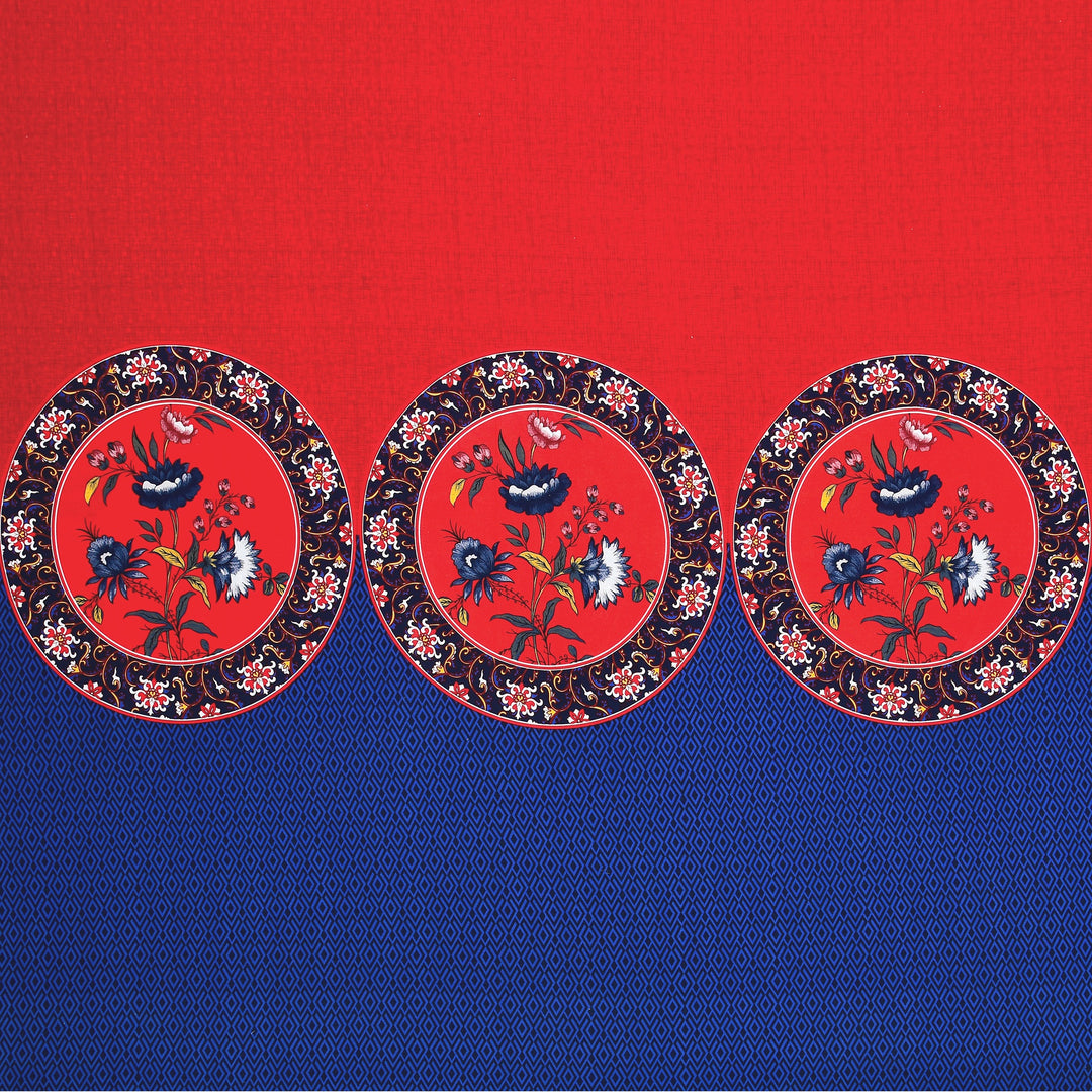 Bella Casa Fashion & Retail Ltd BEDSHEET 108 X 108 Inch / Red & Blue / 100 % Premium Cotton Super King Size Double Bedsheet Set Premium Cotton with 2 Pillow Covers Digital Printed Red & Blue Coloured - Celestia Designer Collection