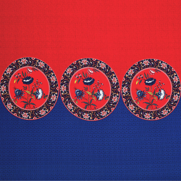 Bella Casa Fashion & Retail Ltd BEDSHEET 108 X 108 Inch / Red & Blue / 100 % Premium Cotton Super King Size Double Bedsheet Set Premium Cotton with 2 Pillow Covers Digital Printed Red & Blue Coloured - Celestia Designer Collection