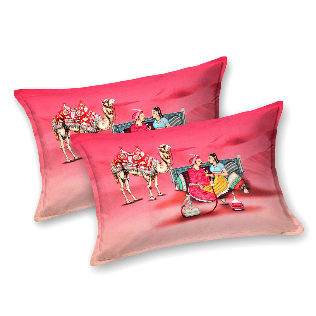 Bella Casa Fashion & Retail Ltd BEDSHEET 108 X 108 Inch / Red & Multi / 100 % Premium Cotton Super King Size Double Bedsheet Set Premium Cotton with 2 Pillow Covers Digital Printed Red & Multi Coloured - Celestia Designer Collection
