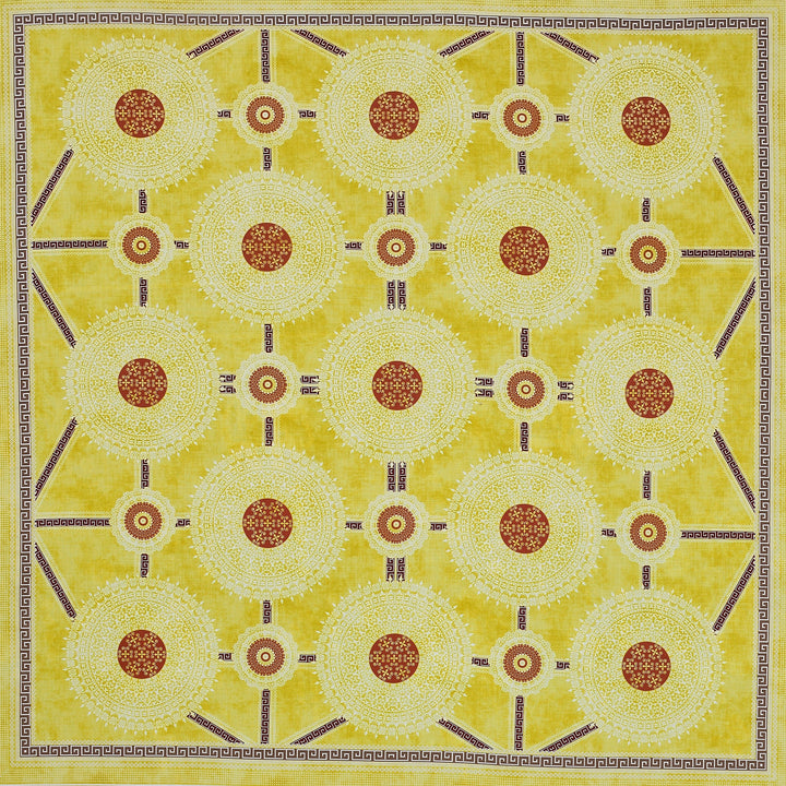 Bella Casa Fashion & Retail Ltd BEDSHEET 108 X 108 Inch / Yellow & Red / 100 % Premium Cotton Super King Size Double Bedsheet Set Premium Cotton with 2 Pillow Covers Digital Printed Yellow & Red Coloured - Celestia Designer Collection