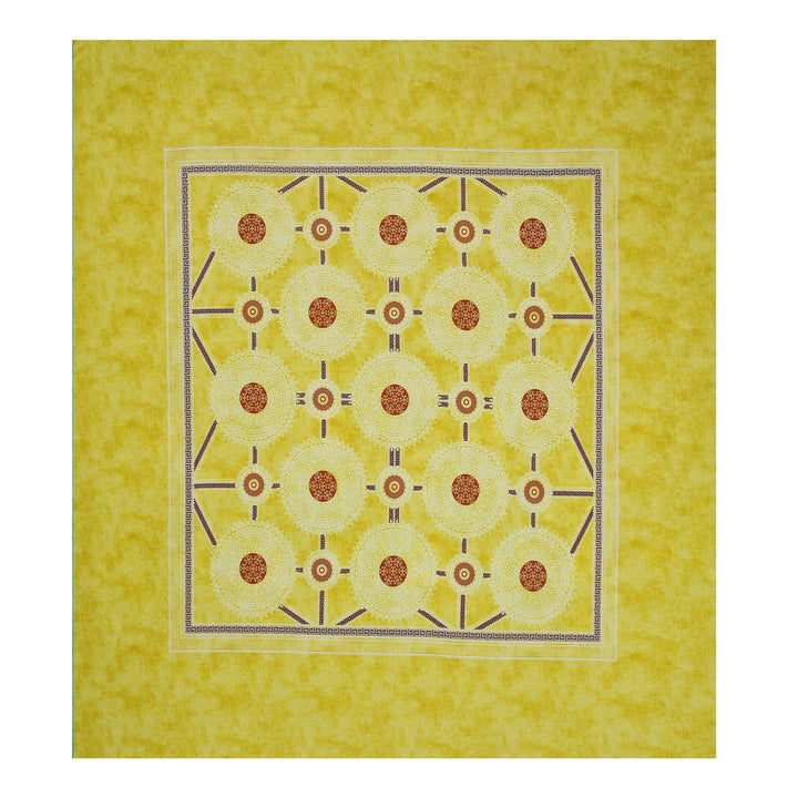 Bella Casa Fashion & Retail Ltd BEDSHEET 108 X 108 Inch / Yellow & Red / 100 % Premium Cotton Super King Size Double Bedsheet Set Premium Cotton with 2 Pillow Covers Digital Printed Yellow & Red Coloured - Celestia Designer Collection