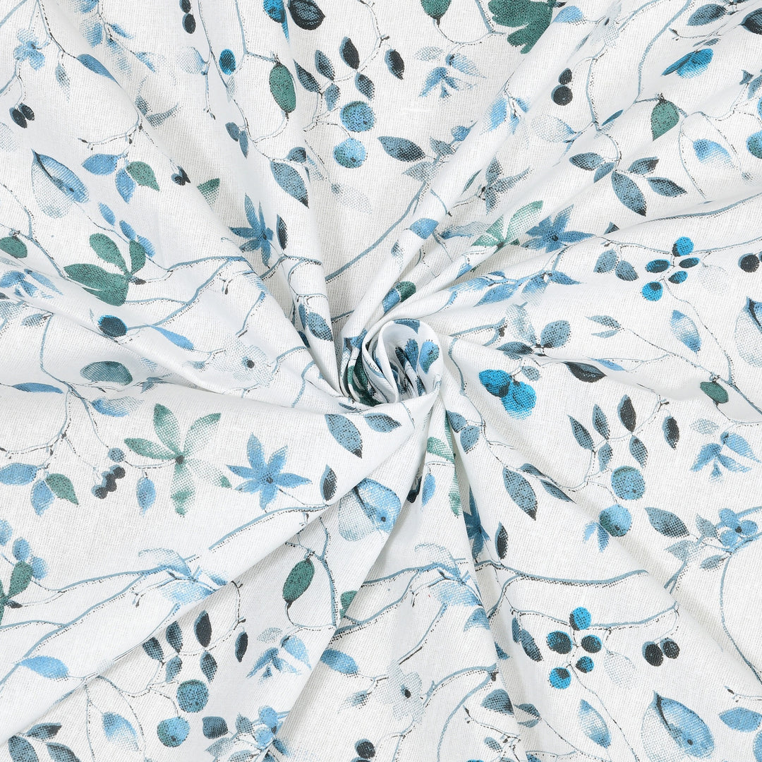 Bella Casa Fashion & Retail Ltd BEDSHEET 60 X 90 Inch / Blue & Multi / Cotton Bella Casa Single Size Cotton Bedsheet with 1 Pillow Cover Floral Design Blue & Multi Colour - Stella Collection