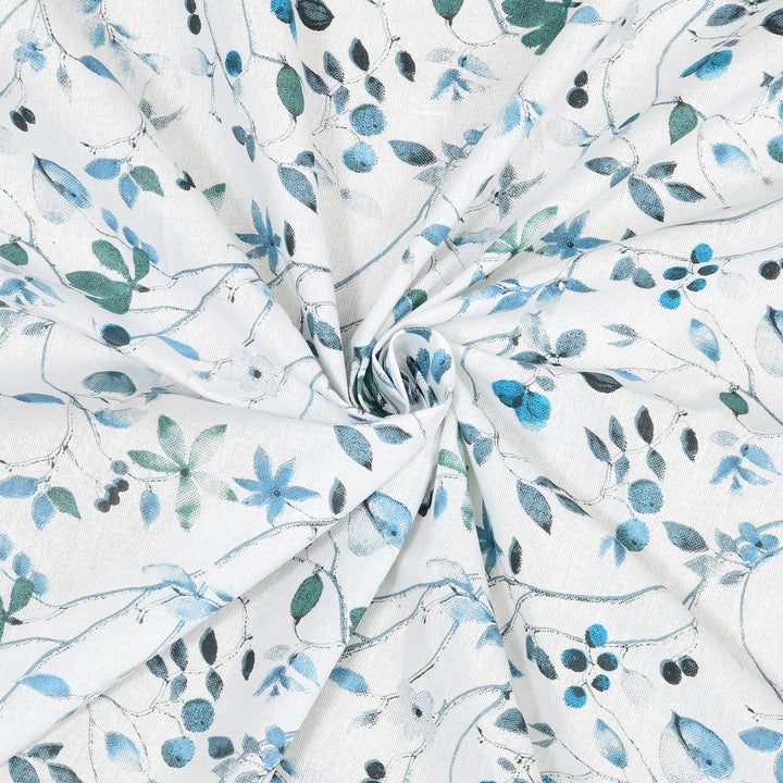 Bella Casa Fashion & Retail Ltd BEDSHEET 60 X 90 Inch / Blue & Multi / Cotton Bella Casa Single Size Cotton Bedsheet with 1 Pillow Cover Floral Design Blue & Multi Colour - Stella Collection